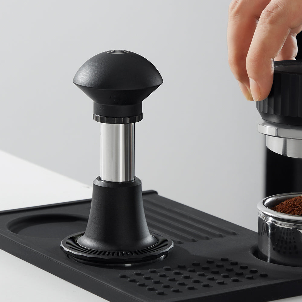 zeroHero Sword Press adjustable tamper in black, front view