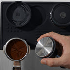 zeroHero Sword Press adjustable tamper in black, front view