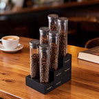 zeroHero Magnetic Bean Cellar Tubes, two tubes of coffee beans on the base