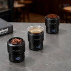 zeroHero Dosing Scale with glass dosing cup, front view