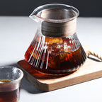 zeroHero Melody fluted glass coffee server with bamboo grip