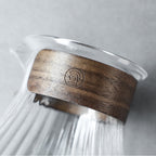 zeroHero Melody fluted glass coffee server with bamboo grip