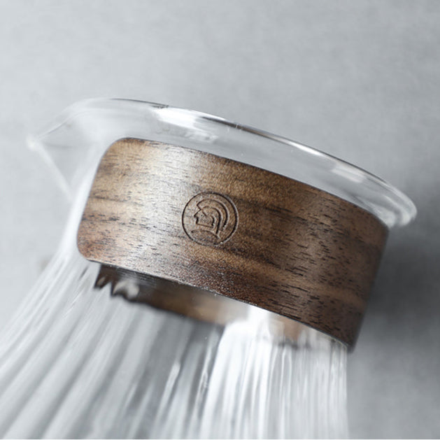 zeroHero Melody fluted glass coffee server with bamboo grip