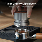 zeroHero Thor Gravity Distributor Pro espresso distributor, angled view