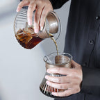 zeroHero Melody fluted glass coffee server with bamboo grip