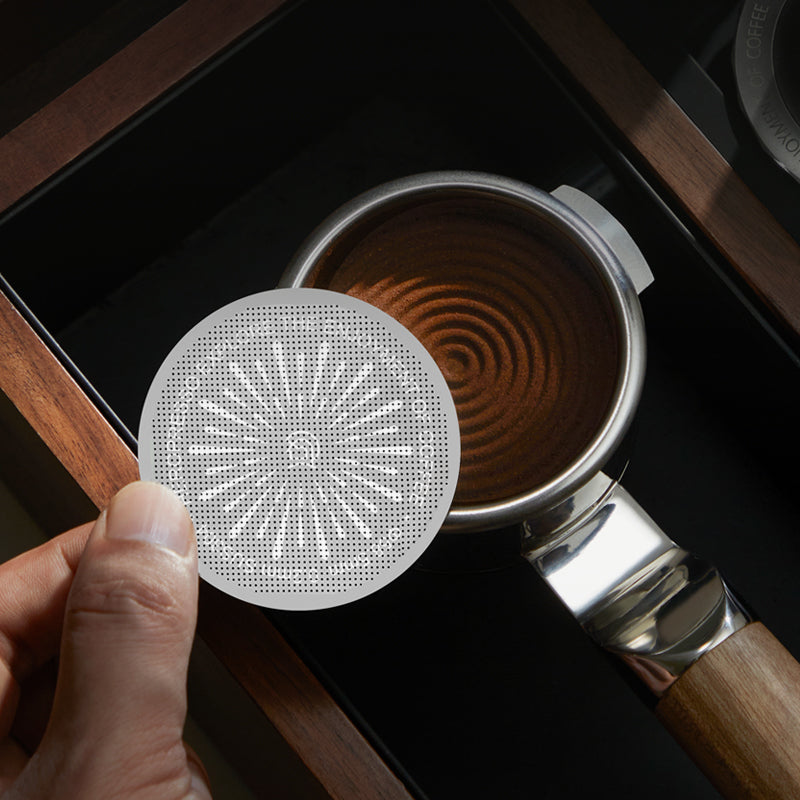 zeroHero 58 mm stainless steel espresso puck screen