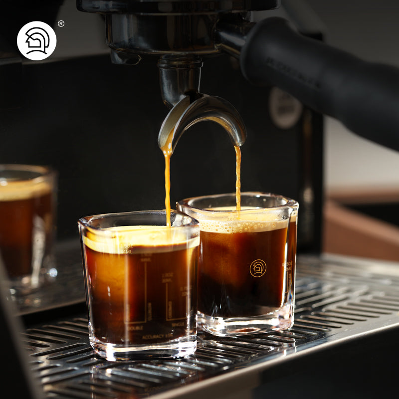 zeroHero glass espresso shot cup with ounce and ml graduations