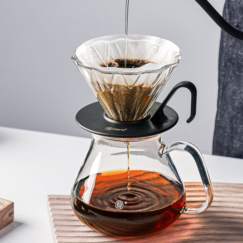 zeroHero Original Glass Pour Over Set with dripper, server and filter papers
