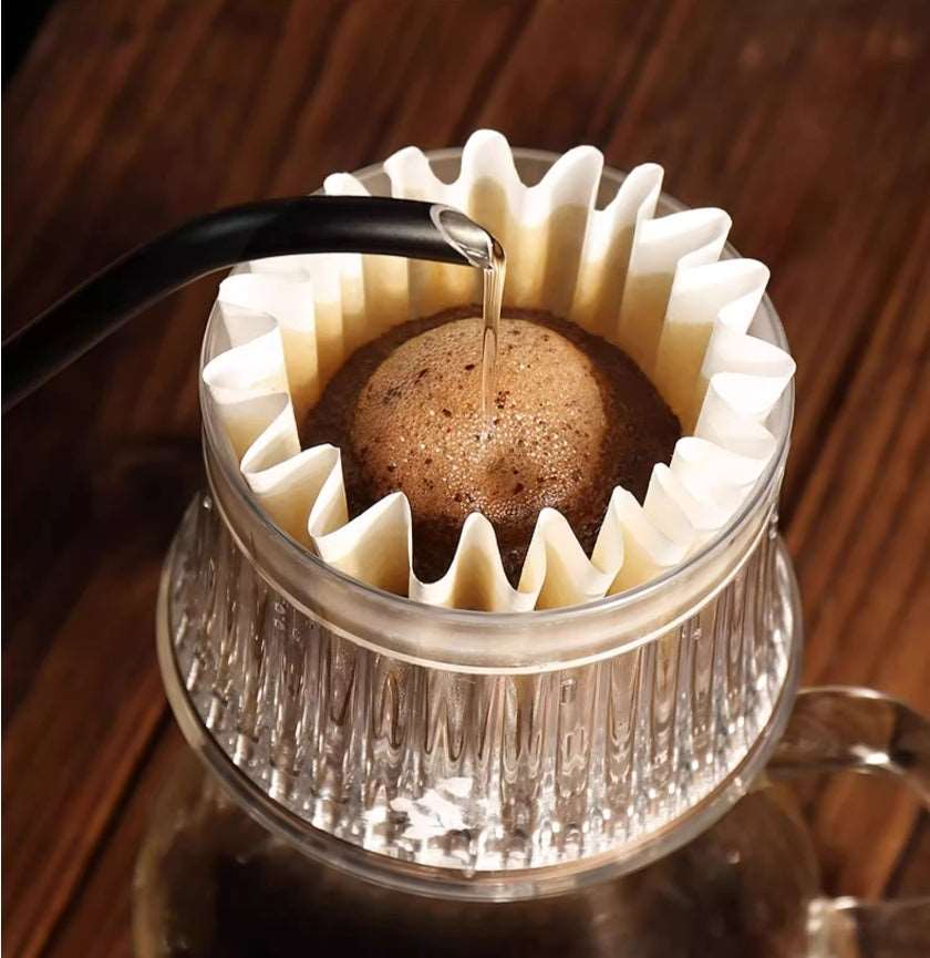 zeroHero white flat-bottom coffee filter papers with wavy walls
