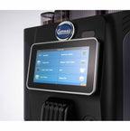 Carimali BlueDot Plus compact coffee machine in black with touch screen, angled view