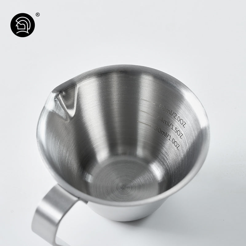 zeroHero stainless steel espresso shot cup with measuring scale