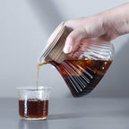 zeroHero Melody fluted glass coffee server with bamboo grip