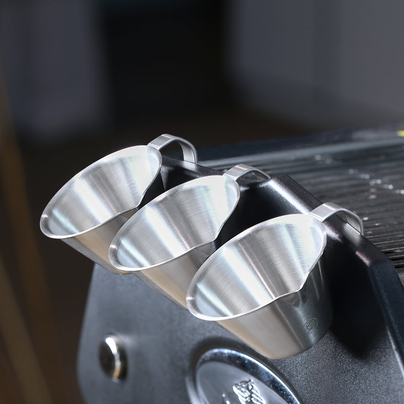 zeroHero stainless steel espresso shot cup with measuring scale