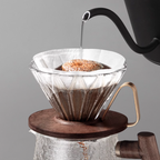 zeroHero Prisma Walnut Glass Dripper with walnut base and brass handle