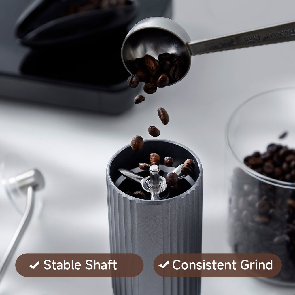zeroHero Z3 hand grinder in grey, side view