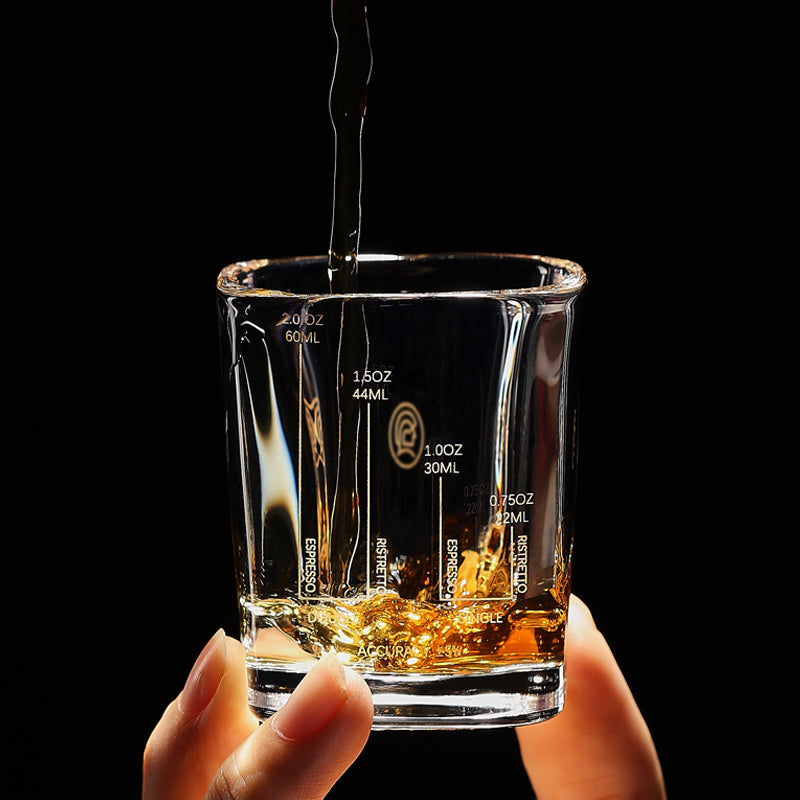 zeroHero glass espresso shot cup with ounce and ml graduations
