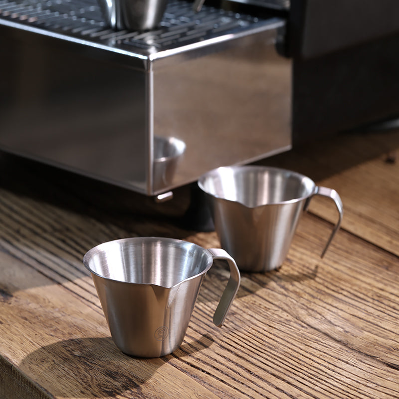 zeroHero stainless steel espresso shot cup with measuring scale
