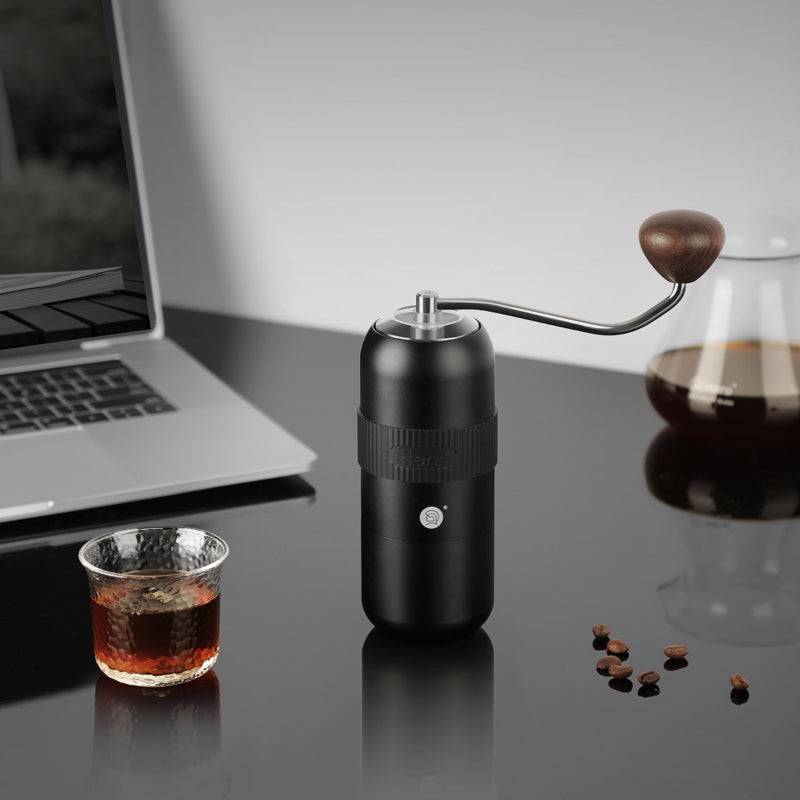 zeroHero Z7 hand grinder in black, side view