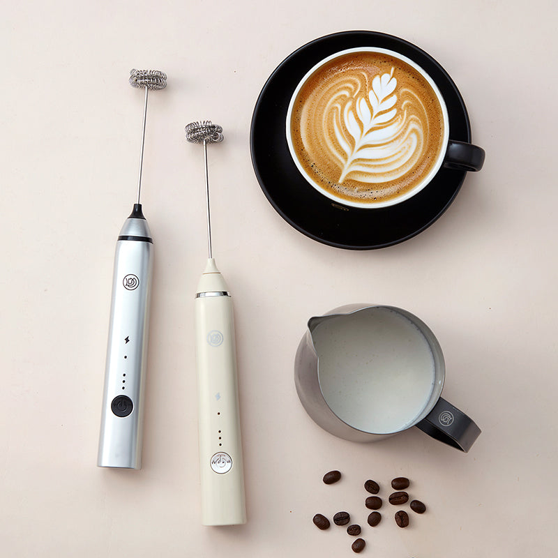 zeroHero DualWhisk Electric Milk Frother, White
