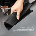 zeroHero Silicone Tamping Mat in black, angled view