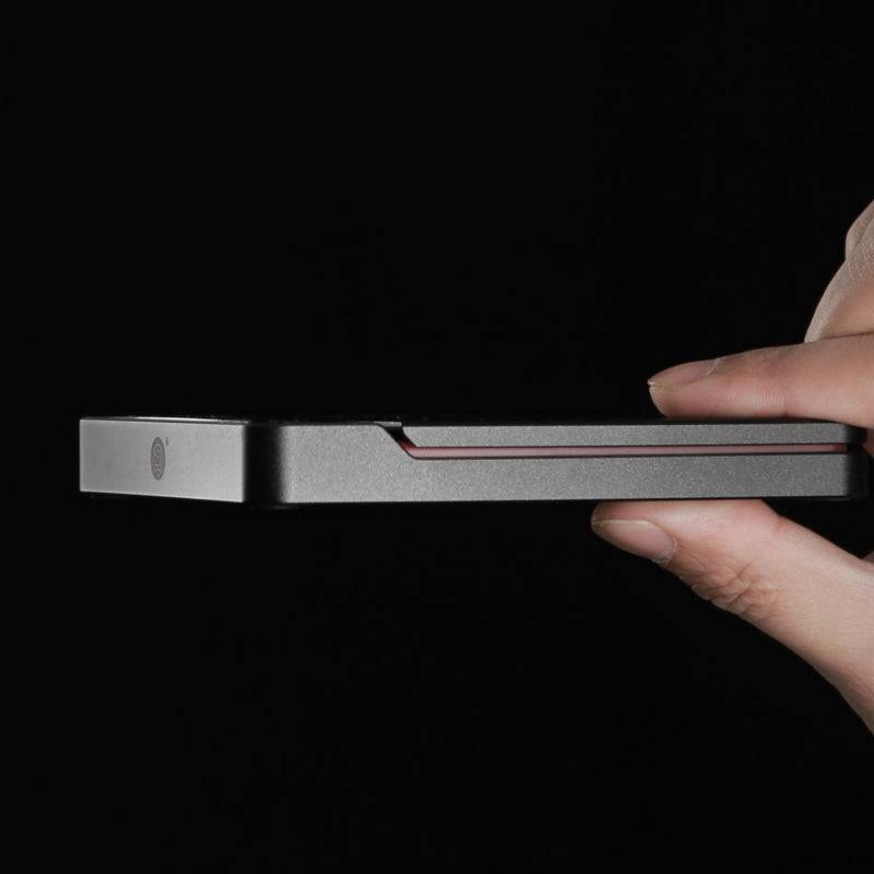 zeroHero E-Smart Compact Coffee Scale in black, angled view