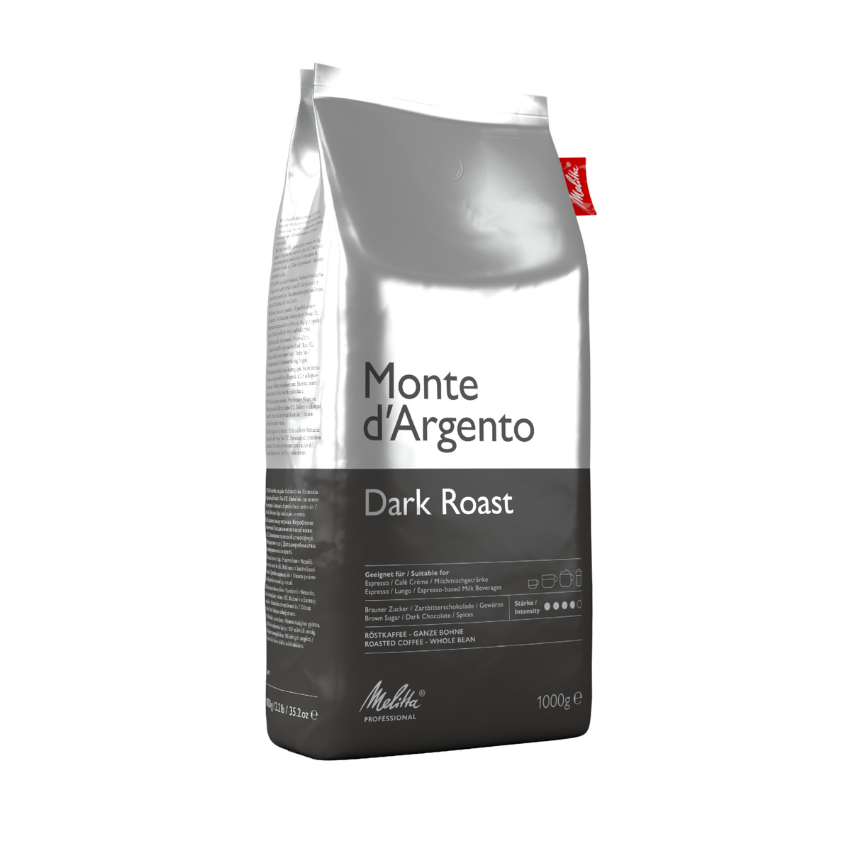 Melitta Monte d'Argento dark roast whole beans, 1000 g bag