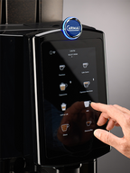 Carimali Armonia Light fully automatic coffee machine in black, front view