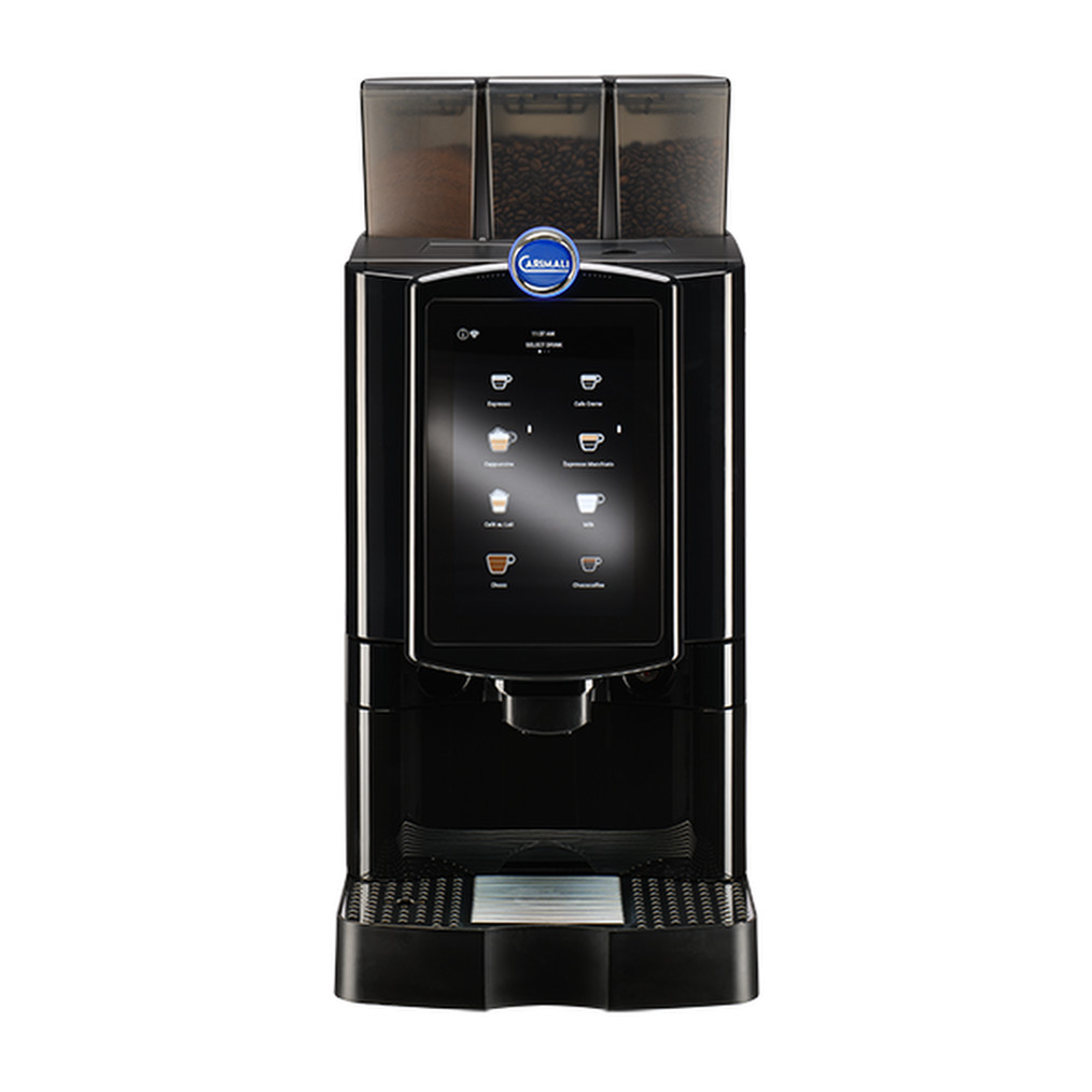 Carimali Armonia Light fully automatic coffee machine in black, front view