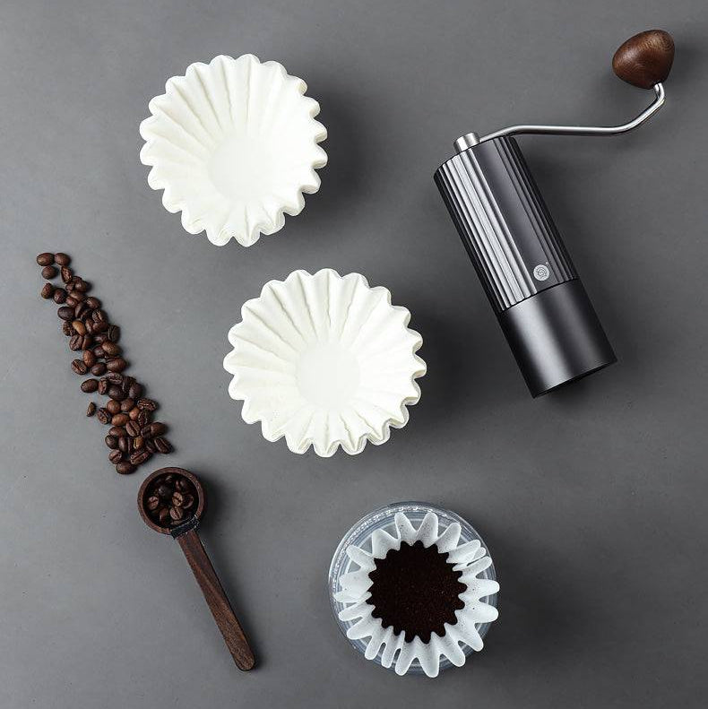 zeroHero white flat-bottom coffee filter papers with wavy walls