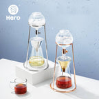 zeroHero Dingyuan Mini ice drip brewer on a stainless steel tripod