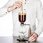 zeroHero Syphon Coffee Pot in glass with walnut handle
