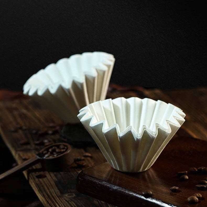 zeroHero white flat-bottom coffee filter papers with wavy walls