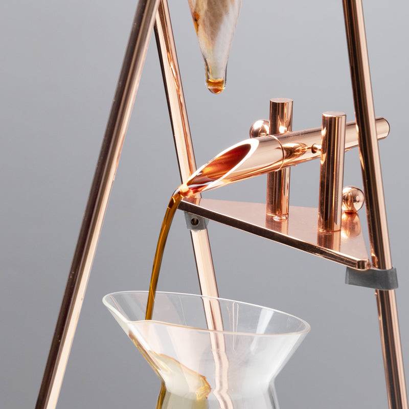 zeroHero Dingyuan Deluxe ice drip cold brew tower in frosted glass and brass