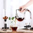 zeroHero Syphon Coffee Pot in glass with walnut handle