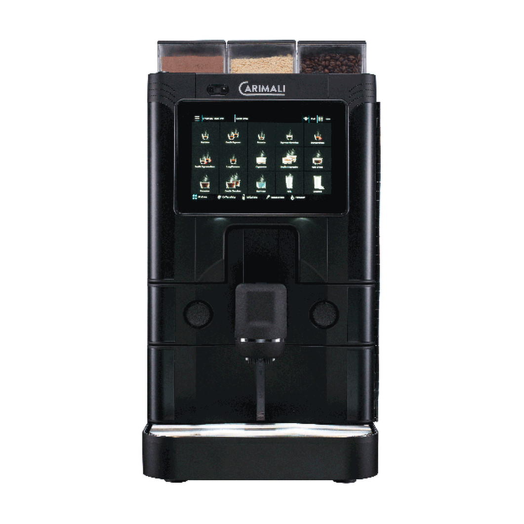 Carimali SilverAce fully automatic coffee machine in black, front view
