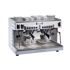Carimali Bubble traditional espresso machine, two-group version in black, front view