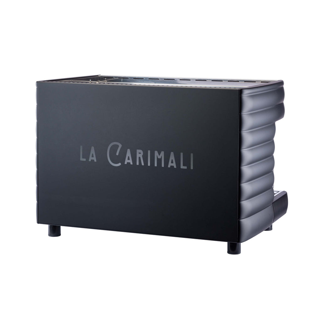 Carimali Bubble traditional espresso machine, two-group version in black, front view