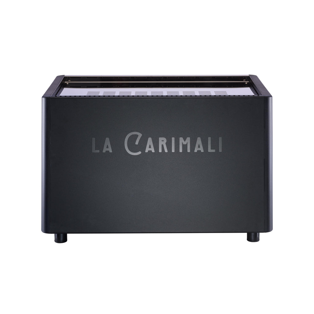 Carimali Cento traditional espresso machine, two-group version in black, front view