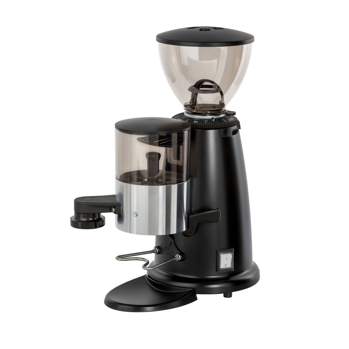 Carimali CGM58 coffee grinder in black, angled view