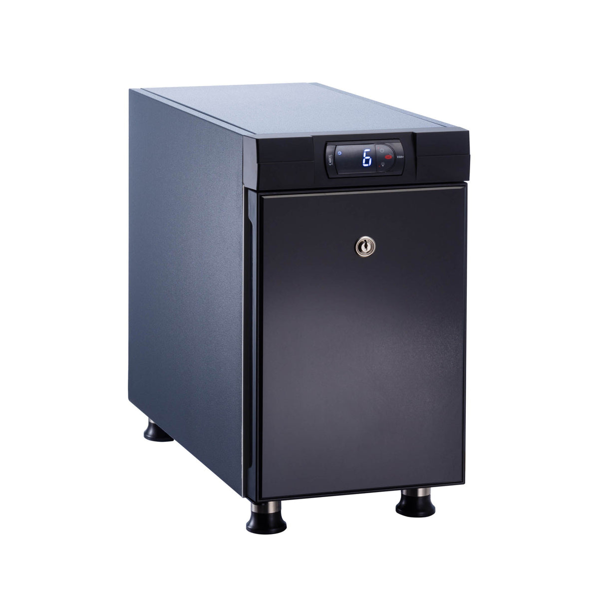 Carimali Fridge S-DGT compact milk fridge with digital temperature display, angled view
