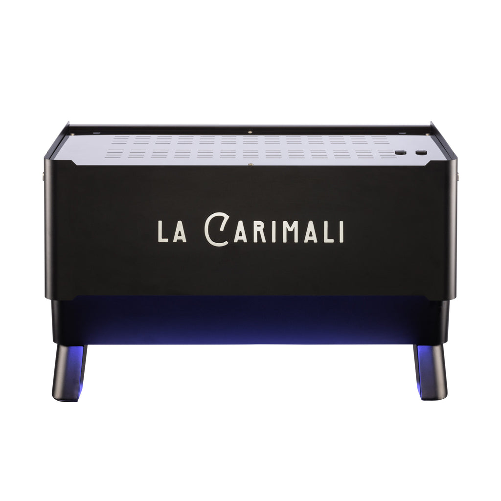 Carimali Glow traditional espresso machine, two-group version, front view
