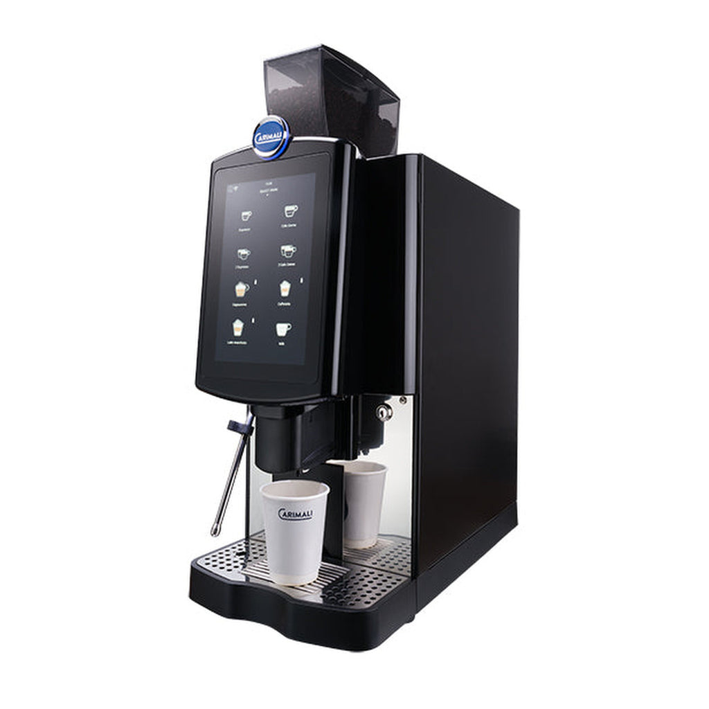 Carimali Mya Ultra fully automatic coffee machine in black, front view