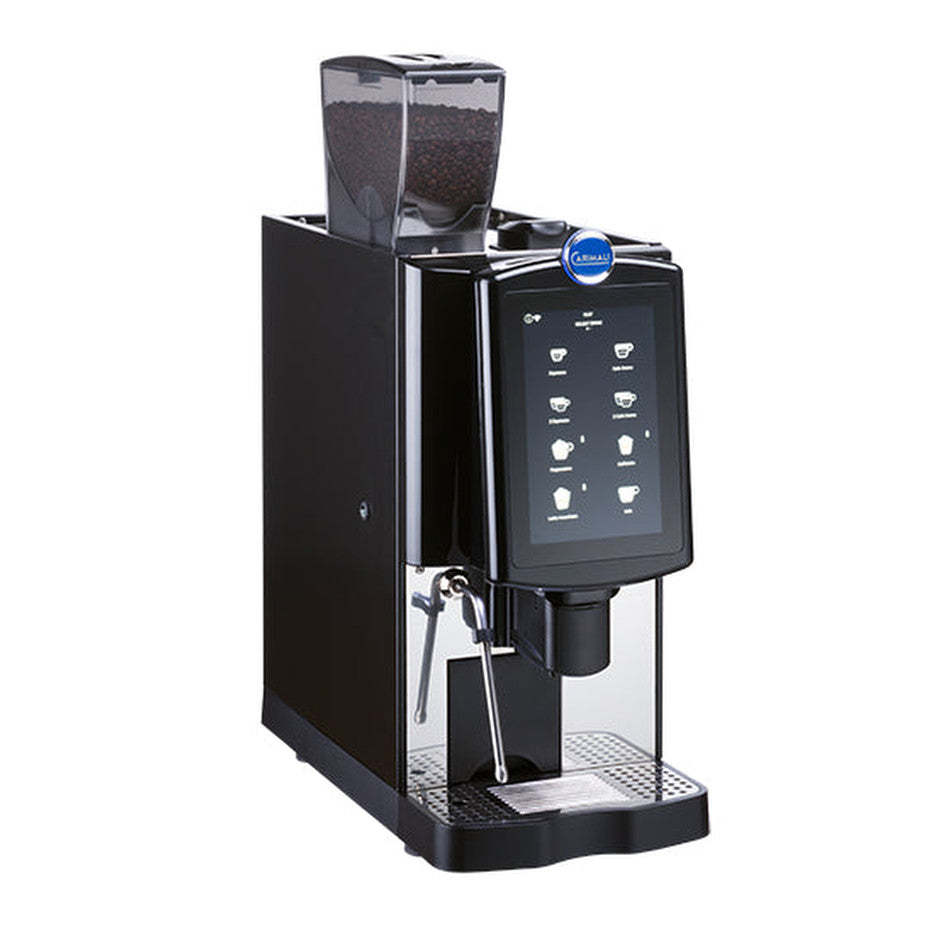 Carimali Mya Ultra fully automatic coffee machine in black, front view