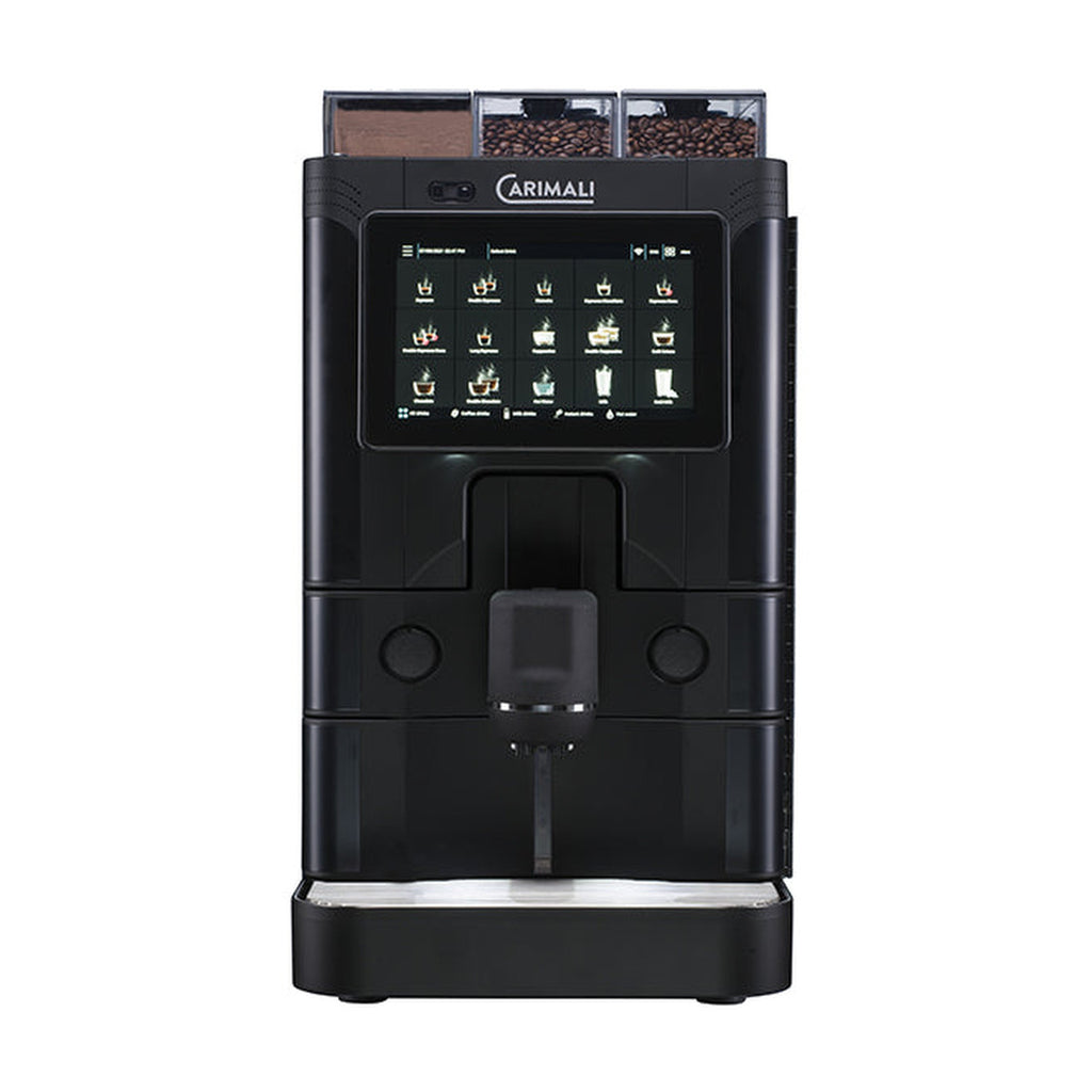 Carimali SilverAce fully automatic coffee machine in black, front view