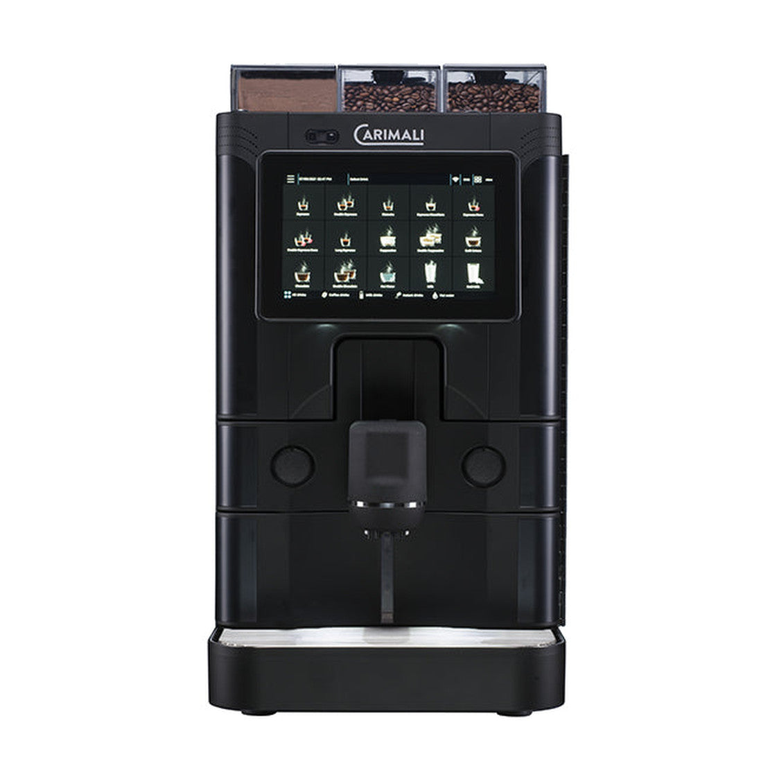 Carimali SilverAce fully automatic coffee machine in black, front view