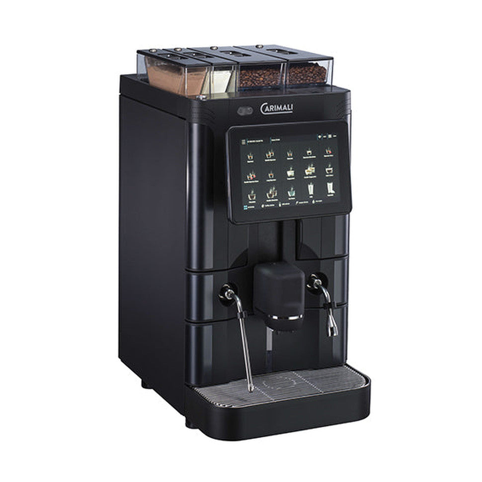 Carimali SilverAce fully automatic coffee machine in black, front view