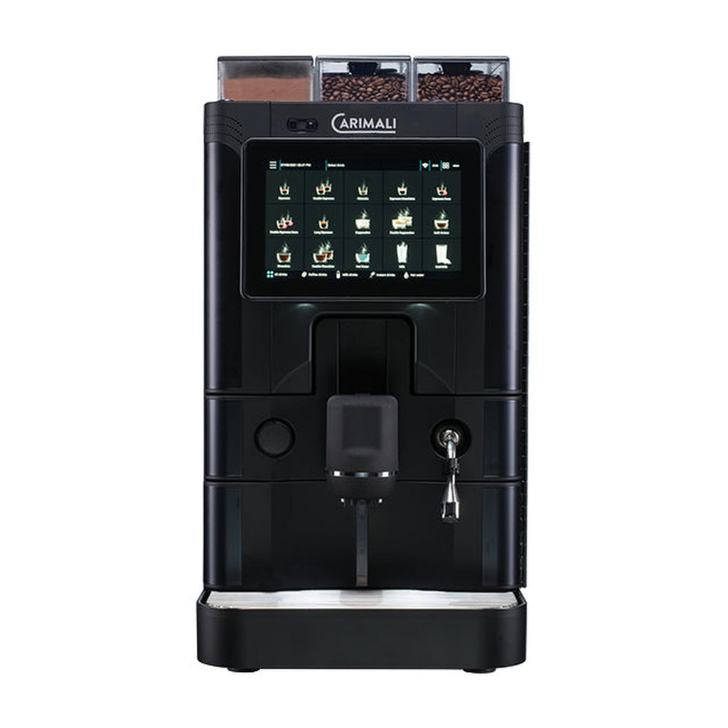 Carimali SilverAce Plus fully automatic coffee machine in black, front view