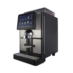 Carimali SilverTwin fully automatic coffee machine in silver and black, front view