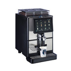 Carimali SilverTwin Plus fully automatic coffee machine in silver and black, front view