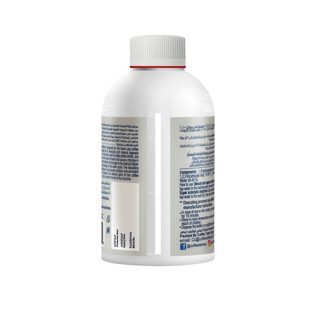Coffee Talks coffee machine descaler bottle, front